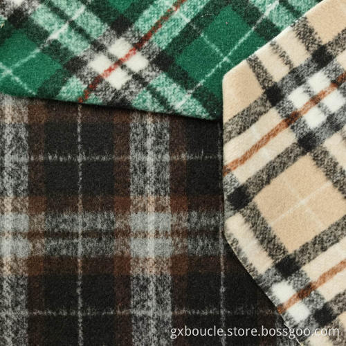 Woolen Boucle fashion Plaid design long brushing fabric